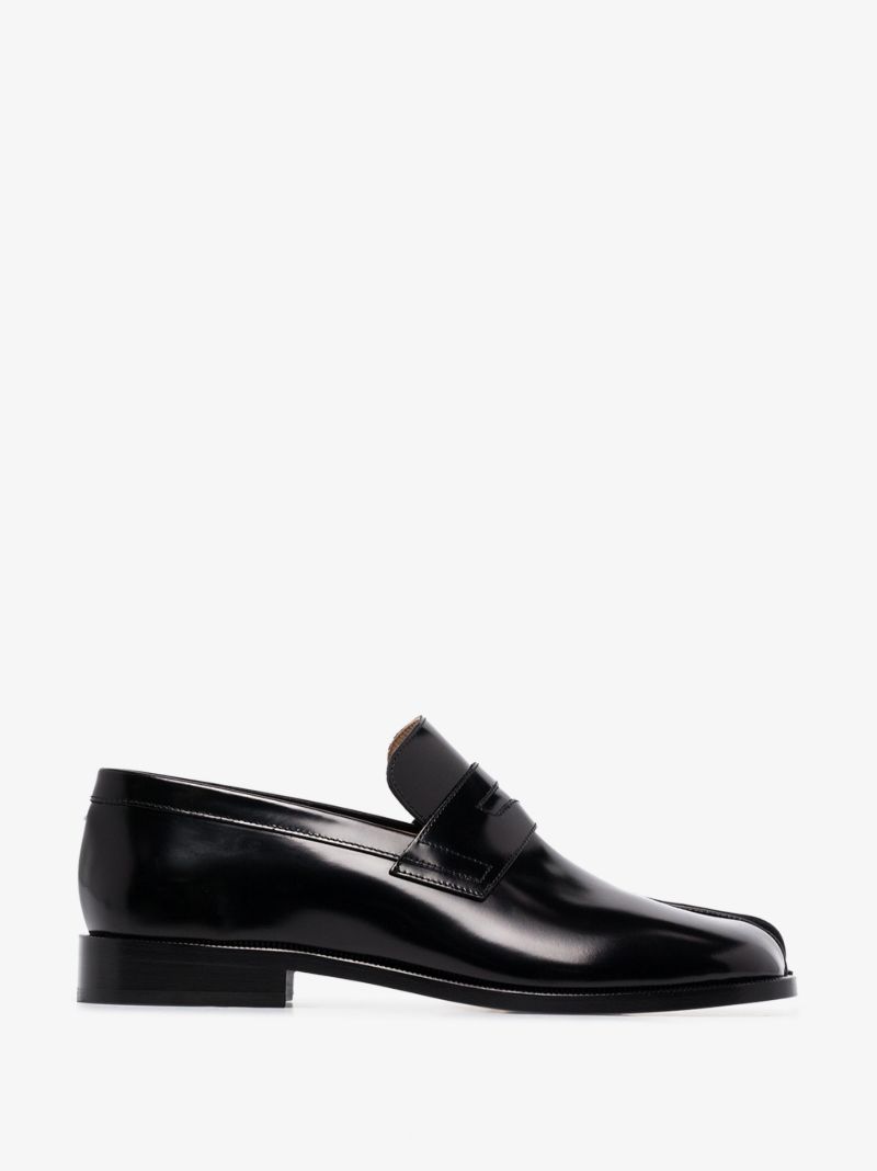 Black Tabi Advocate Leather Loafers