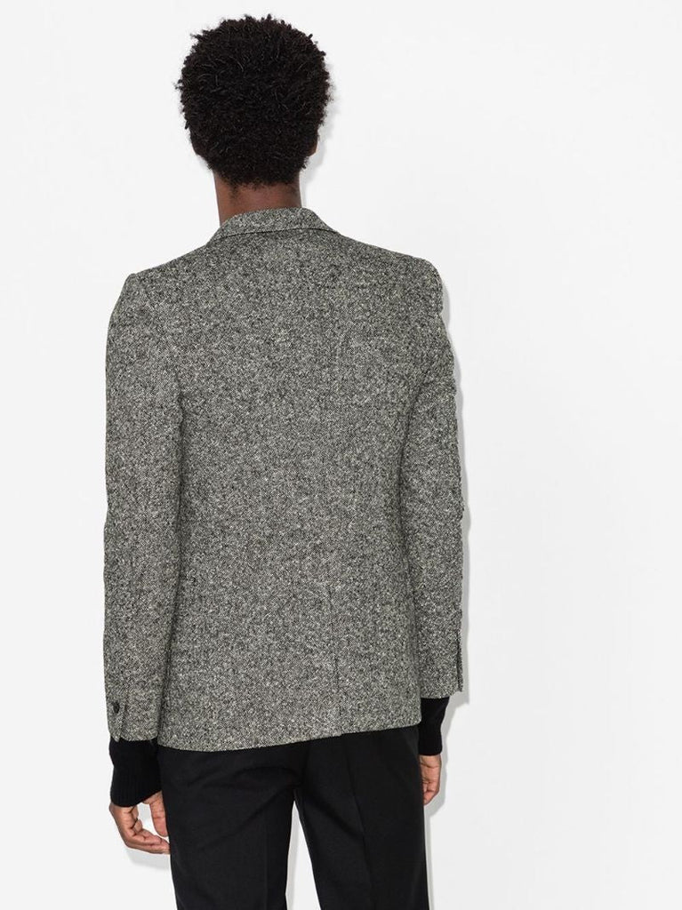 Brooch Embellished Tweed Blazer