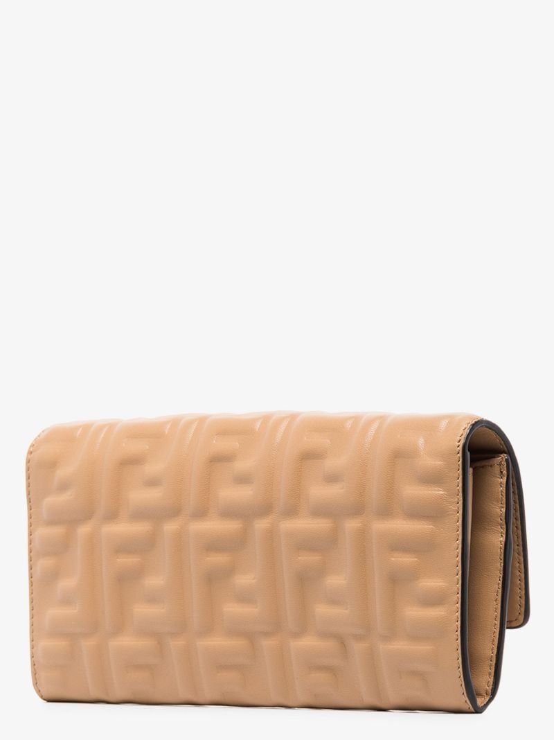 Beige Baguette Leather Clutch Bag