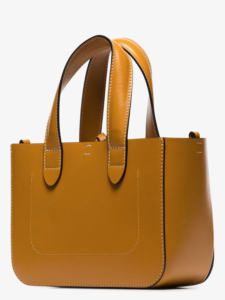 Brown Mini Leather Chain Tote Bag