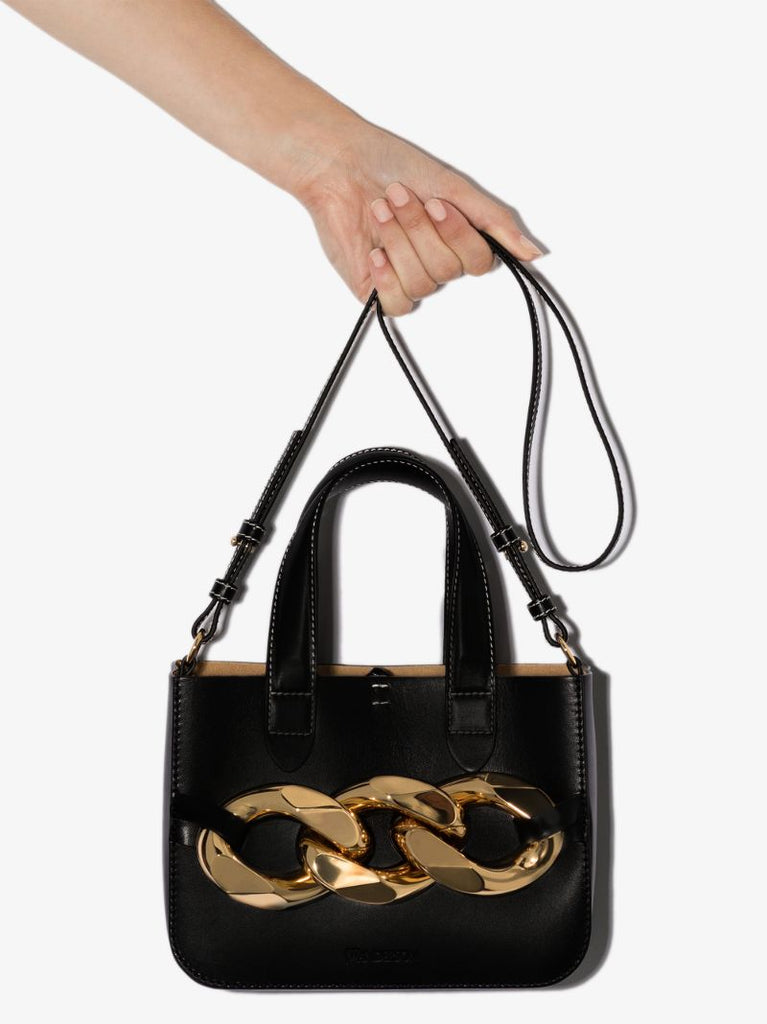 Black Mini Chain Leather Tote Bag