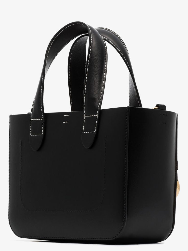 Black Mini Chain Leather Tote Bag