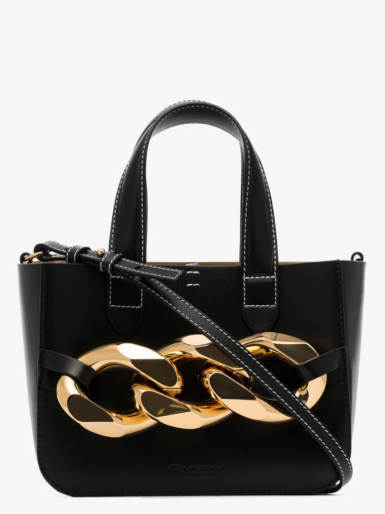 Black Mini Chain Leather Tote Bag