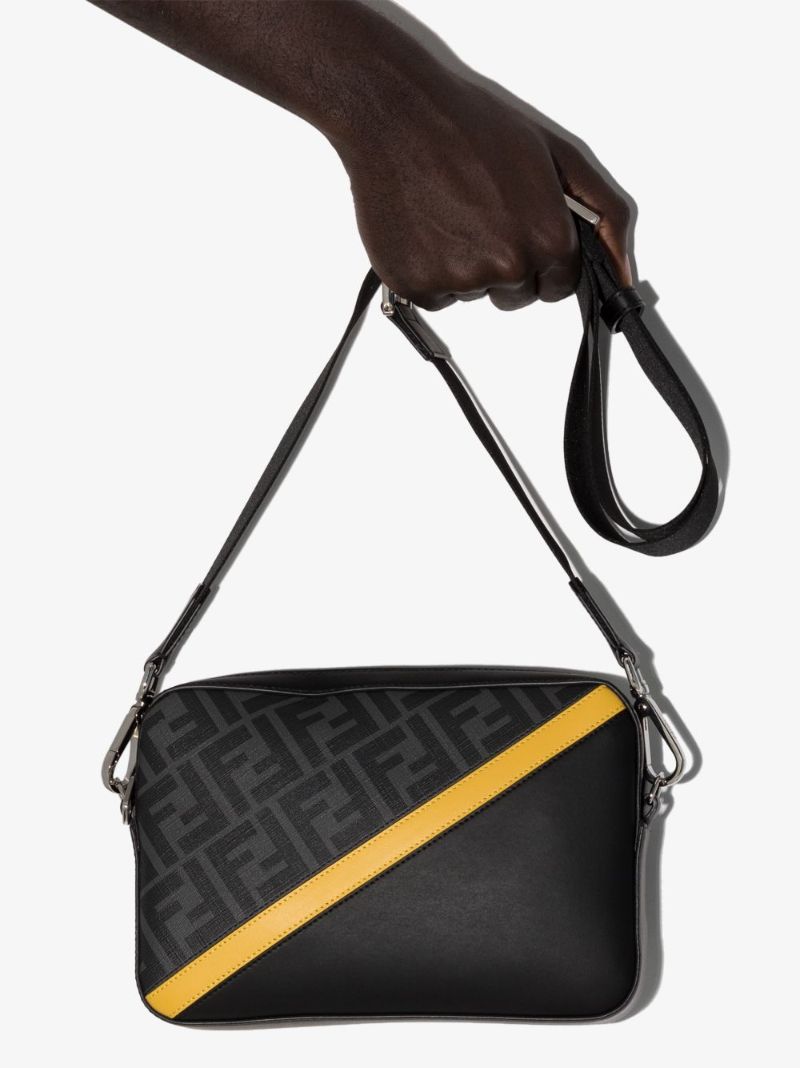 Black Ff Motif Leather Camera Bag