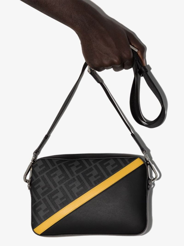 Black Ff Motif Leather Camera Bag