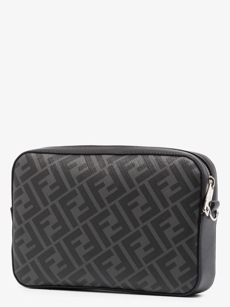 Black Ff Motif Leather Camera Bag