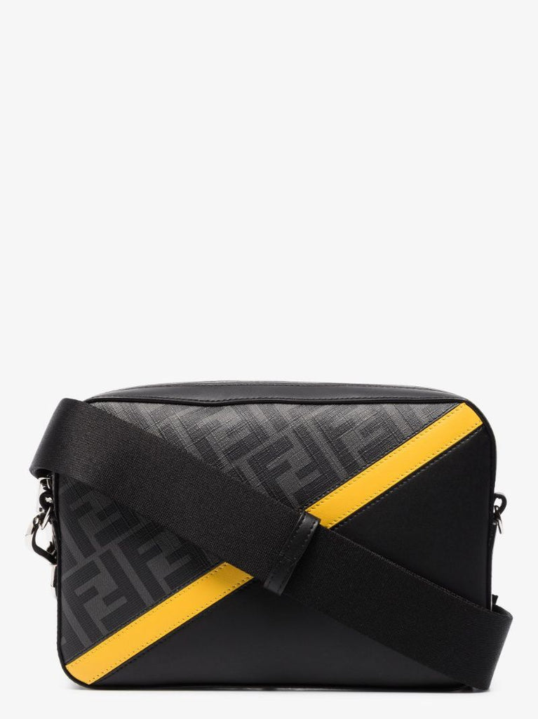 Black Ff Motif Leather Camera Bag