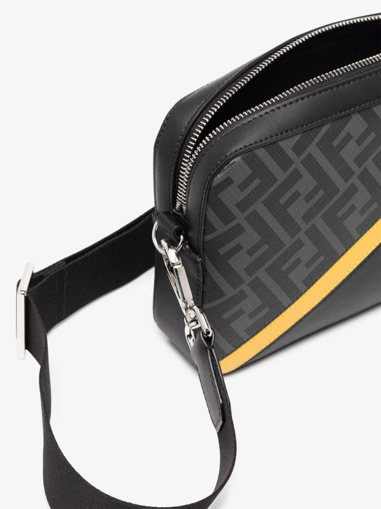 Black Ff Motif Leather Camera Bag