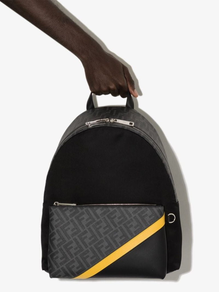 Black Ff Diagonal Stripe Backpack