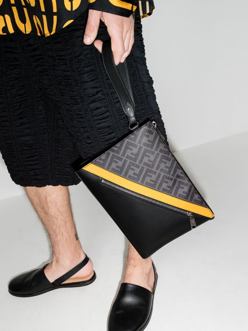 Black Ff Leather Pouch Bag