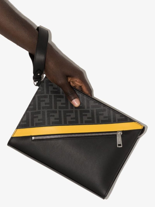 Black Ff Leather Pouch Bag