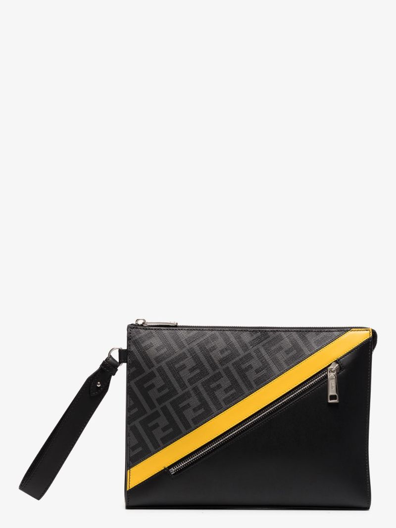 Black Ff Leather Pouch Bag