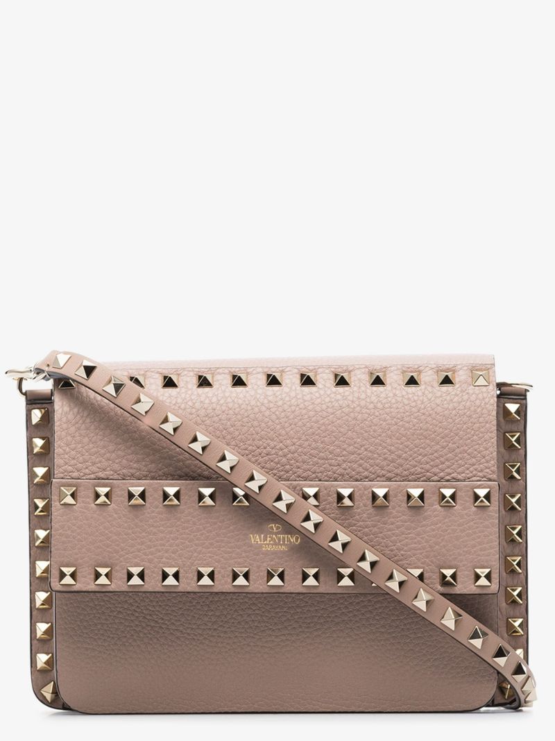 Neutral Rockstud Small Leather Shoulder Bag