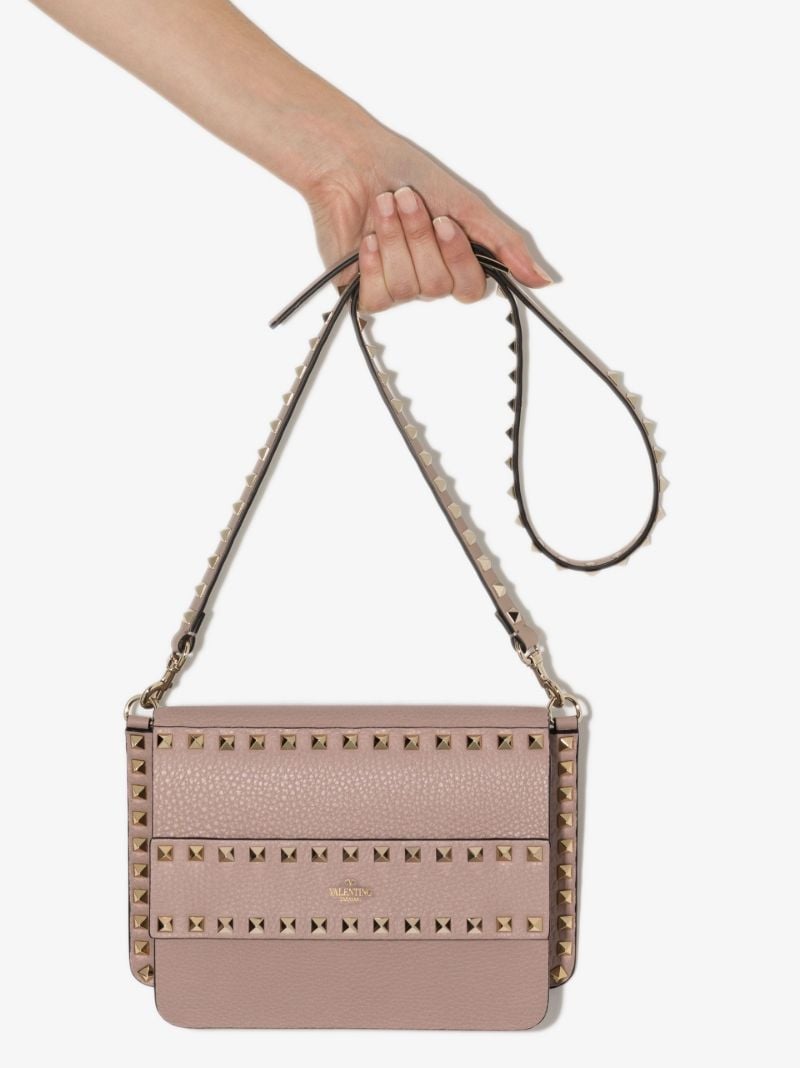 Neutral Rockstud Small Leather Shoulder Bag