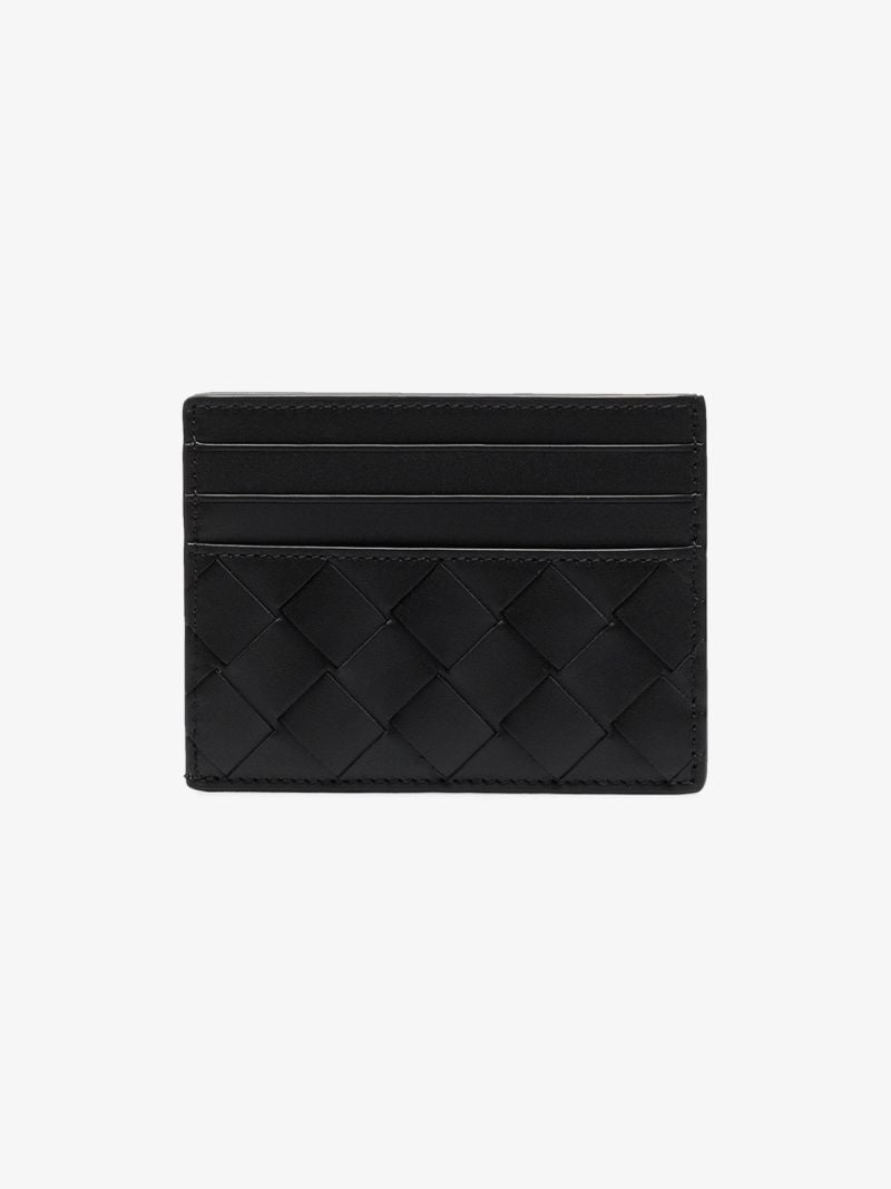 Black Woven Leather Card Holder