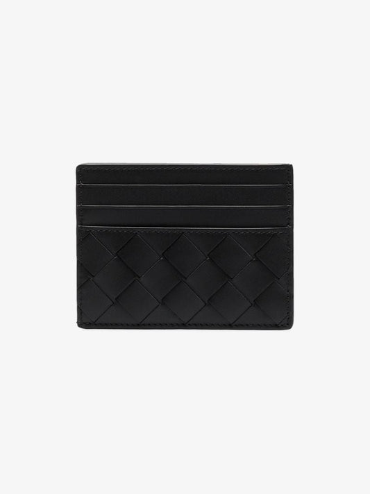 Black Woven Leather Card Holder