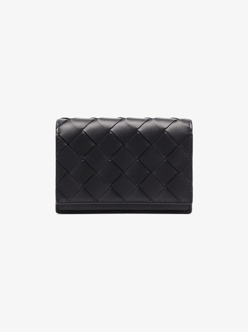 Black Intrecciato Leather Wallet
