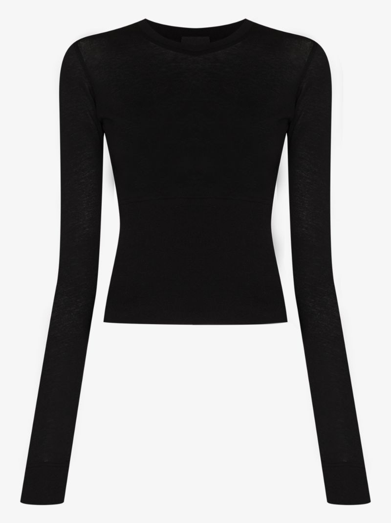 Black Long-sleeve Cotton Top