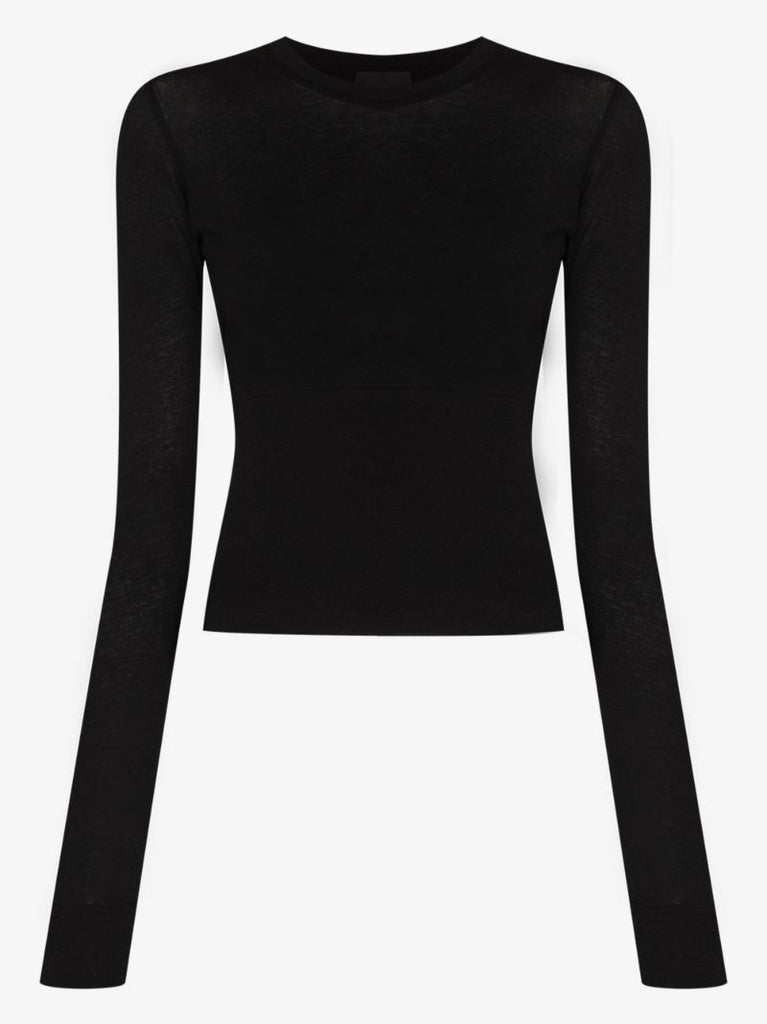 Black Long-sleeve Cotton Top