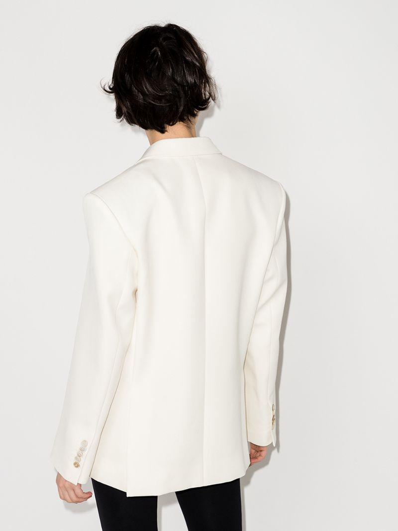 White Double-breasted Wool Blazer