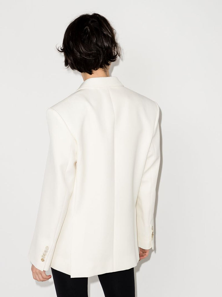 White Double-breasted Wool Blazer
