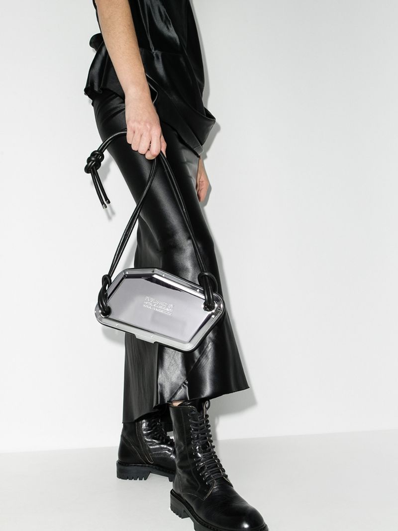Silver Tone Metal Cross Body Bag