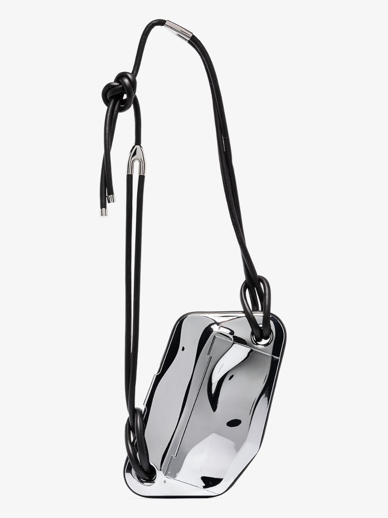 Silver Tone Metal Cross Body Bag