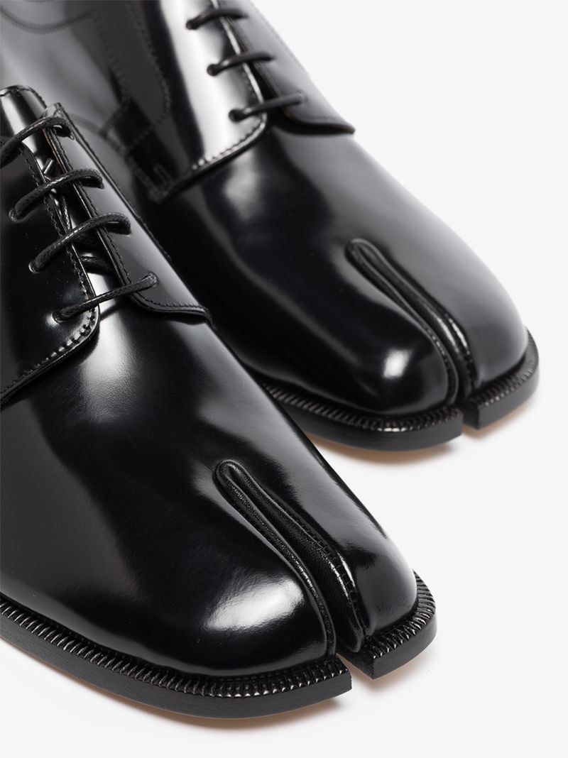Black Tabi Leather Derby Shoes