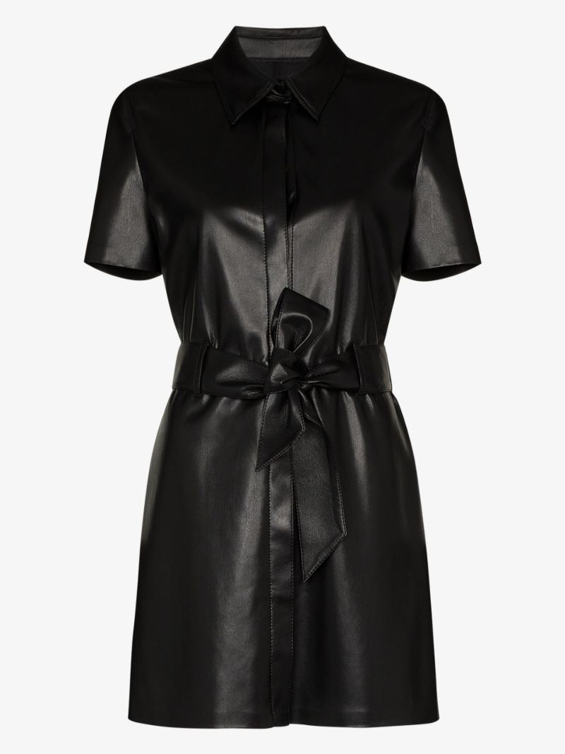 Halli Belted Faux Leather Mini Dress