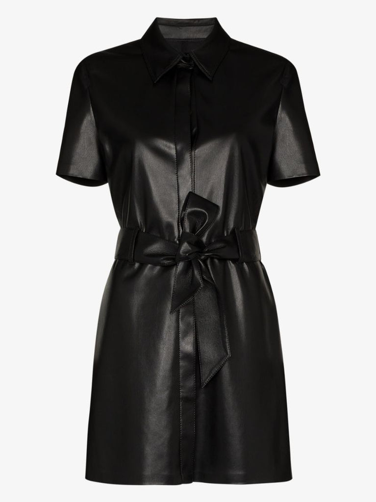 Halli Belted Faux Leather Mini Dress