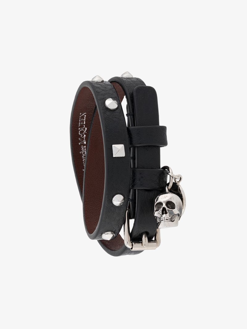 Black Double Wrap Skull Bracelet