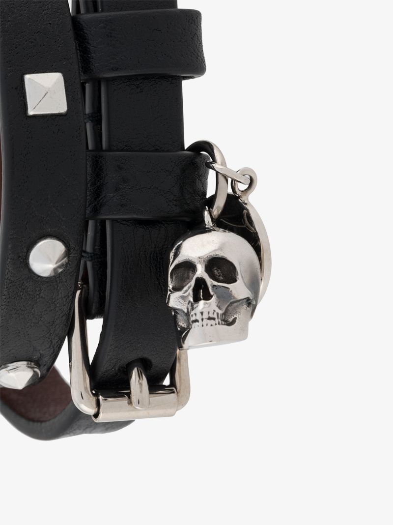 Black Double Wrap Skull Bracelet