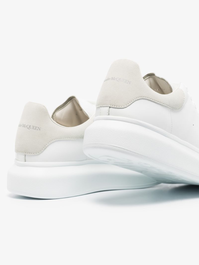 White and Grey Oversized Leather Sneakers