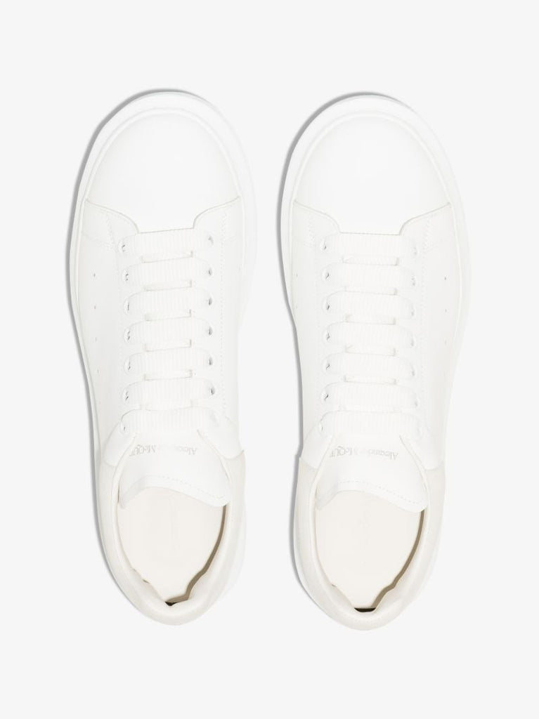 White and Grey Oversized Leather Sneakers