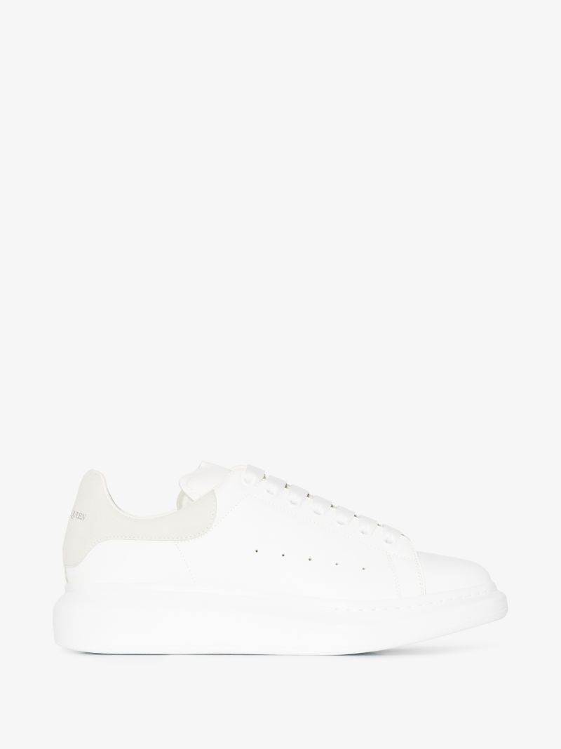 White and Grey Oversized Leather Sneakers