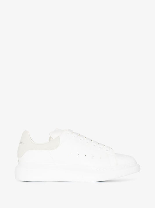 White and Grey Oversized Leather Sneakers