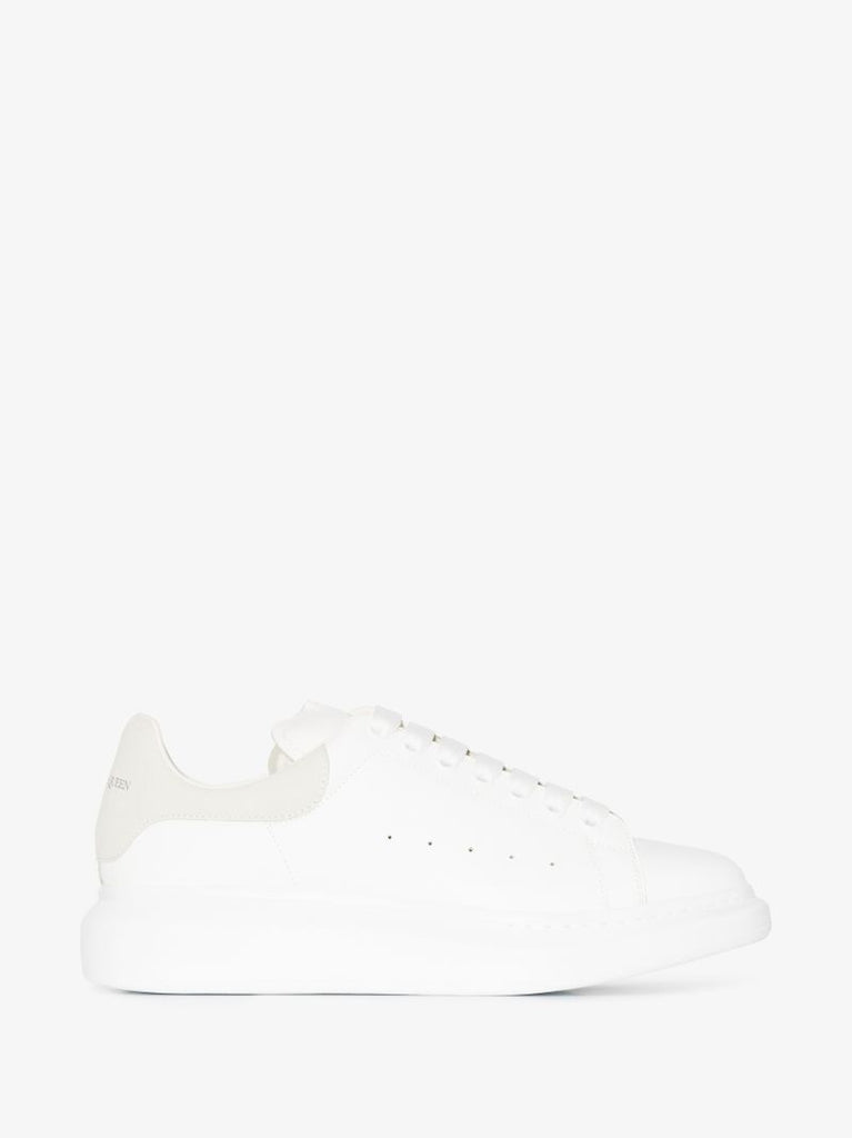 White and Grey Oversized Leather Sneakers
