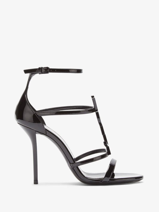 Black Cassandra 100 Logo Strap Leather Sandals