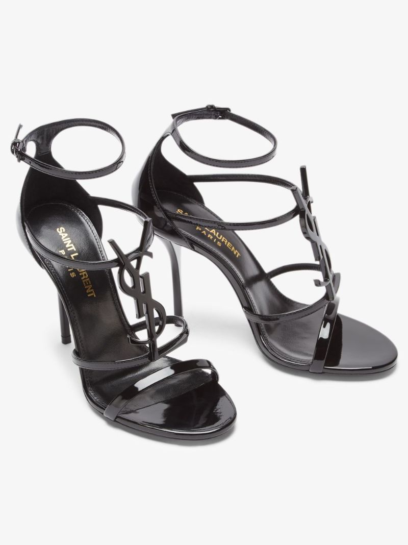 Black Cassandra 100 Logo Strap Leather Sandals
