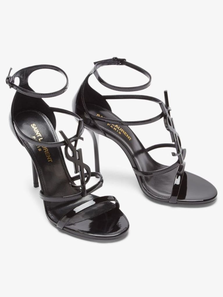 Black Cassandra 100 Logo Strap Leather Sandals