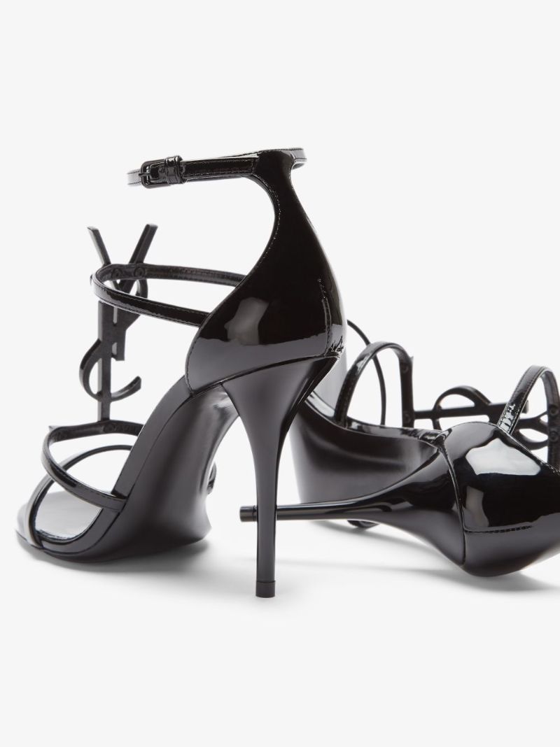 Black Cassandra 100 Logo Strap Leather Sandals