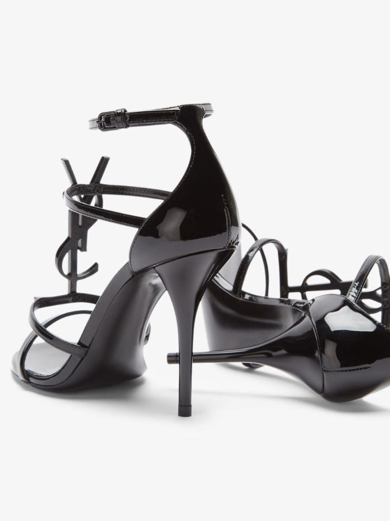 Black Cassandra 100 Logo Strap Leather Sandals