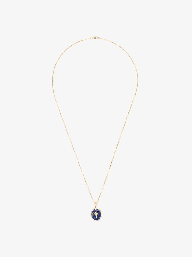 Capricorn 14kt Yellow Gold Lapis Lazuli Diamond Necklace