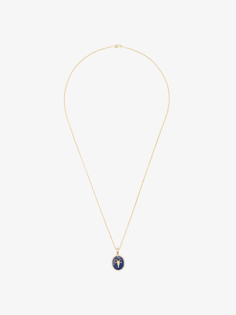 Capricorn 14kt Yellow Gold Lapis Lazuli Diamond Necklace