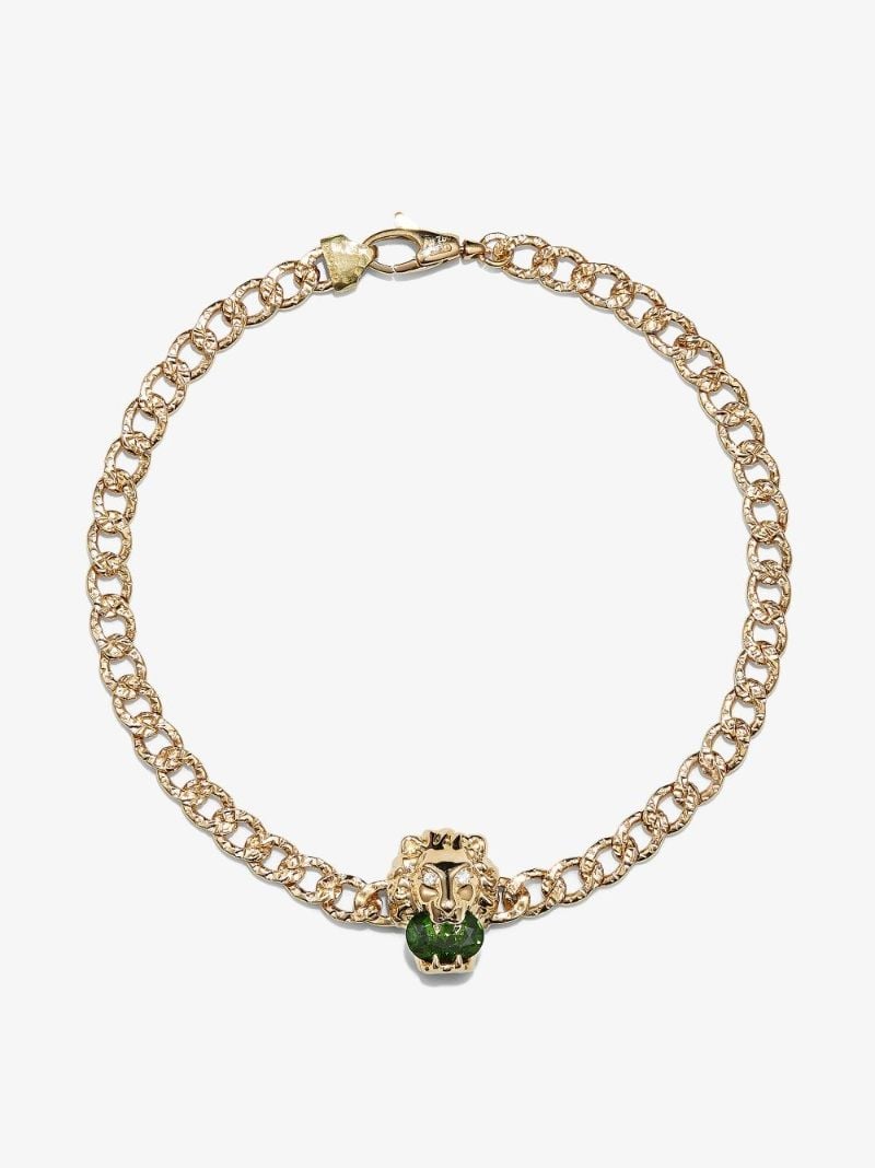 18k Yellow Gold Lion Head Diamond Bracelet