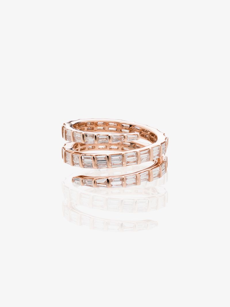 18k Rose Gold Baguette Diamond Coil Ring