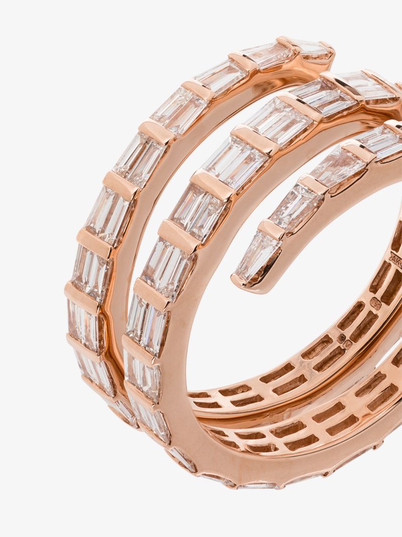 18k Rose Gold Baguette Diamond Coil Ring