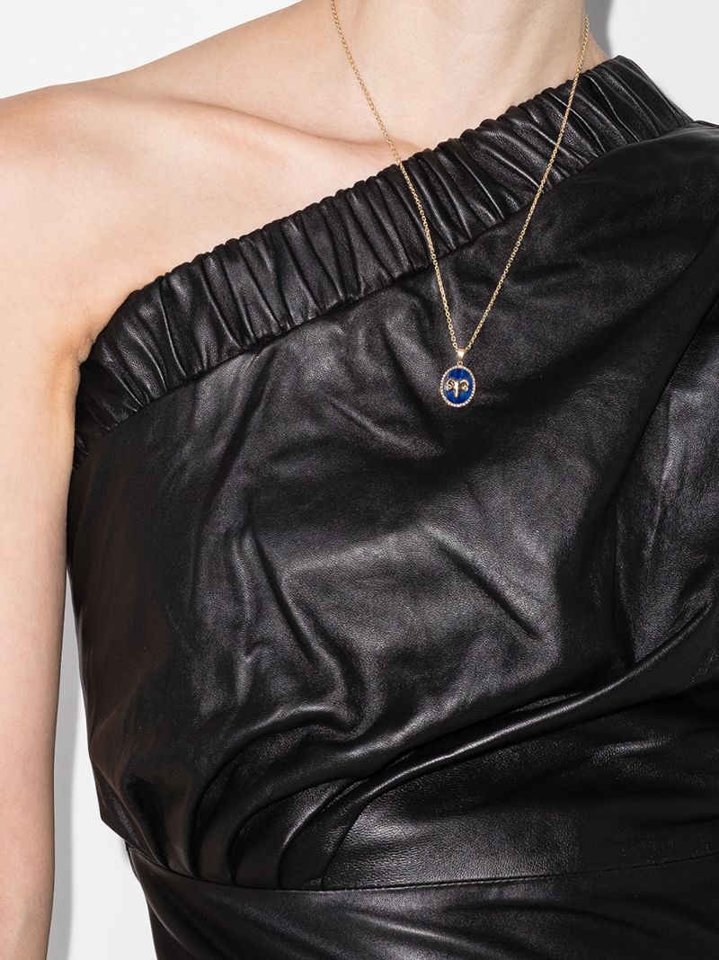 14k Yellow Gold Aries Lapis Lazuli Diamond Necklace
