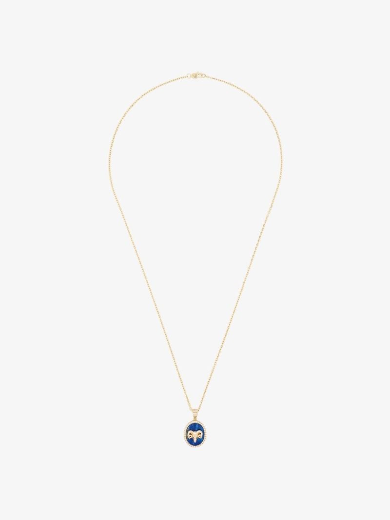 14k Yellow Gold Aries Lapis Lazuli Diamond Necklace