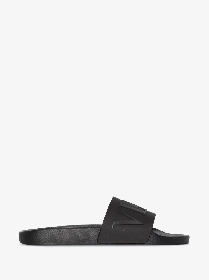 Black Vltn Rubber Slides